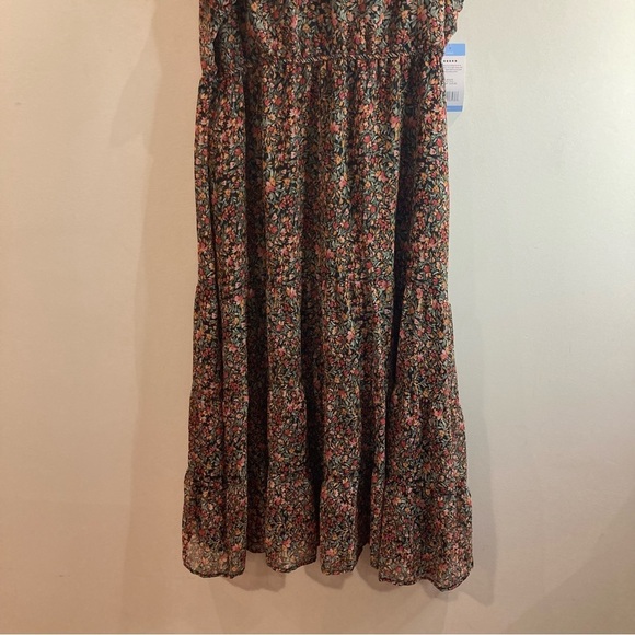 BB Dakota by Steve Madden Sz  L Ditsy Tiered Ruffled Neck Sleeve Midi Dress NEW - Picture 6 of 16